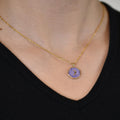 Moon On Purple Disk Necklace on model