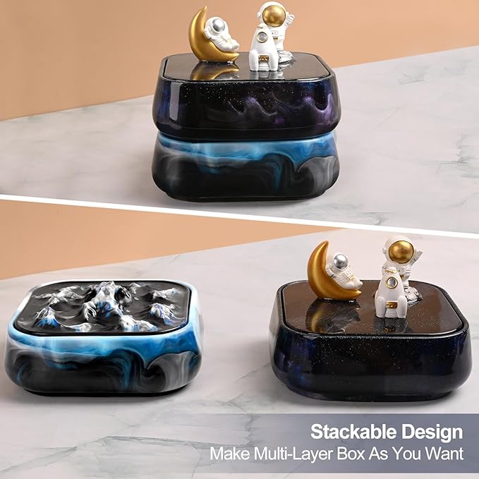 Moukiween Large Storage Box Molds with Lid Resin Jar Mold Silicone Box Mold
