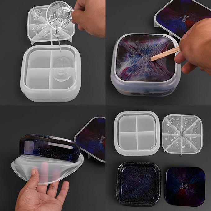 Moukiween Large Storage Box Molds with Lid Resin Jar Mold Silicone Box Mold
