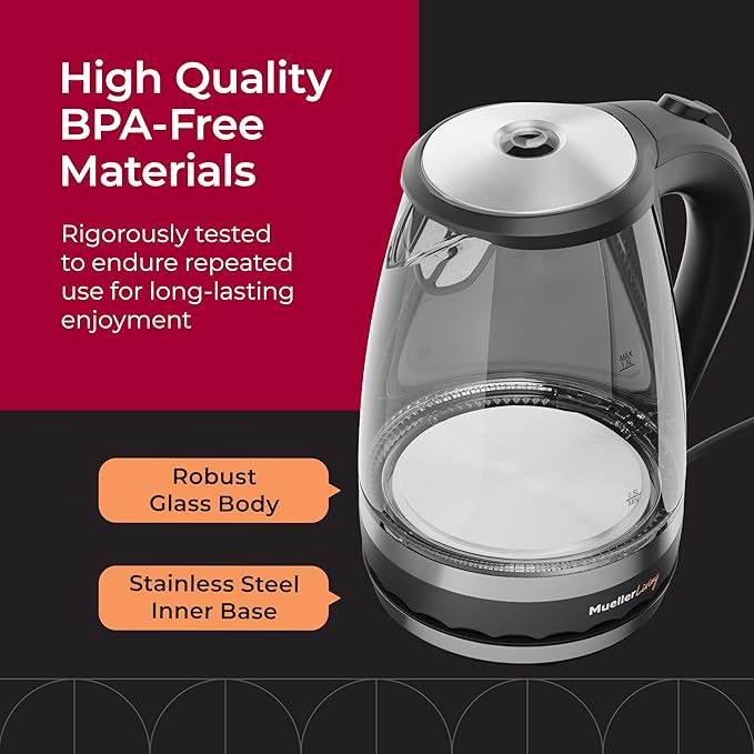 Mueller Living 1.5L Electric Kettle, Tea Kettle for Boiling Water