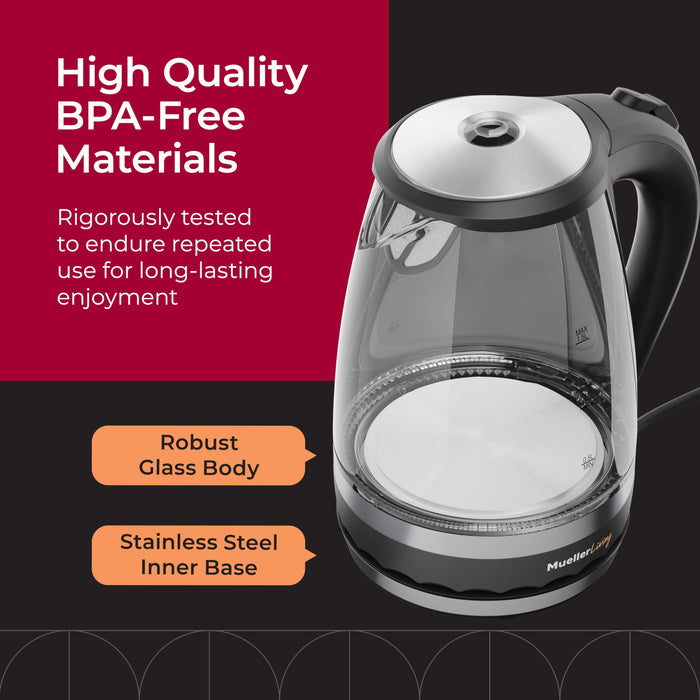 Mueller Living 1.5L Electric Kettle, Tea Kettle for Boiling Water