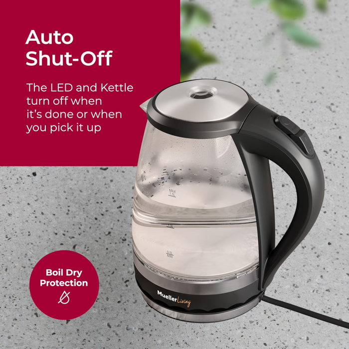 Mueller Living 1.5L Electric Kettle, Tea Kettle for Boiling Water