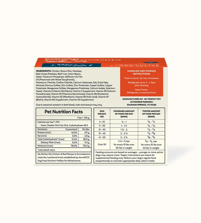 My Perfect Pet Dog Frozen Gently Cooked Food Chicken & Beef (New Formula)
