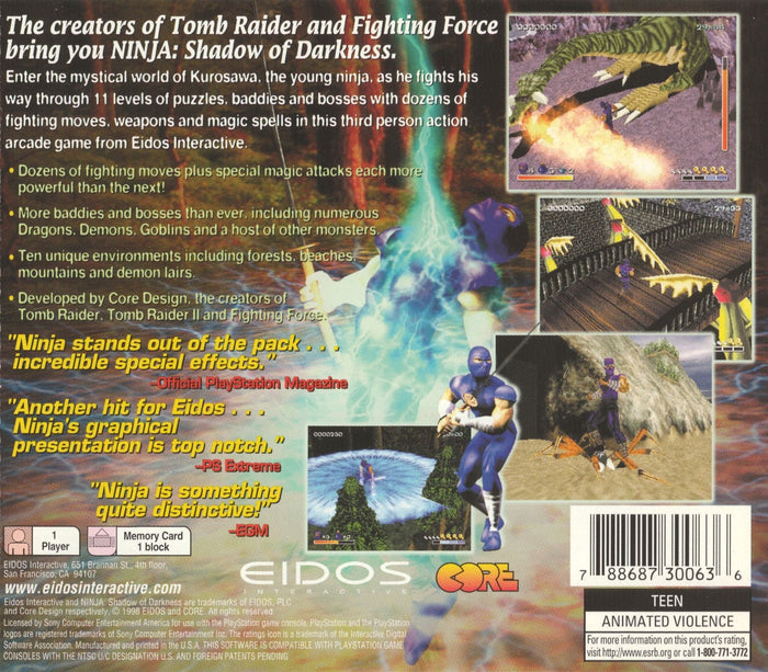 Ninja Shadow of Darkness Playstation - Video Game - Used - CaveGamers - Image 2