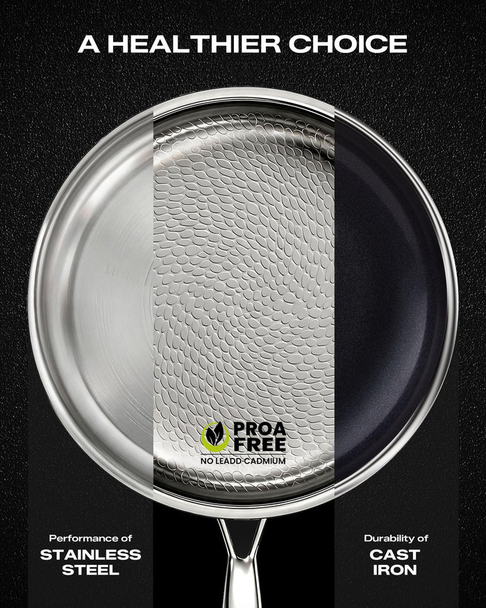 NKDFRI Titanium Pans for Cooking 11 Inch Hammered Pro Frying Pan with Lid,