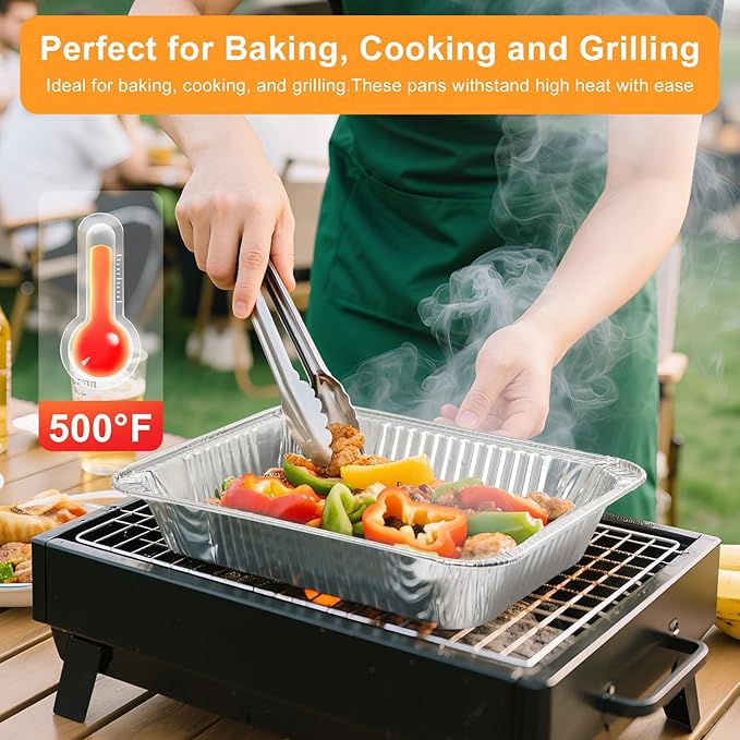 Notwoe® 30pc Disposable Aluminum Pans With Lids, 9x13 (10pc) And 8.2x5.7 Rectangle (20pc) Combo Set, Disposable Baking and Cake Pan. (30)