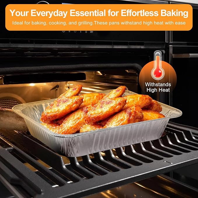 Notwoe® 30pc Disposable Aluminum Pans With Lids, 9x13 (10pc) And 8.2x5.7 Rectangle (20pc) Combo Set, Disposable Baking and Cake Pan. (30)
