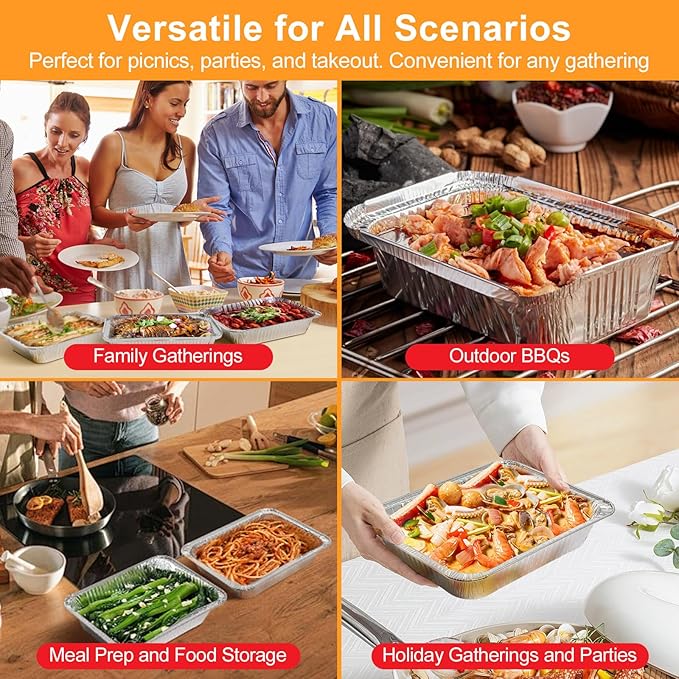 Notwoe® 30pc Disposable Aluminum Pans With Lids, 9x13 (10pc) And 8.2x5.7 Rectangle (20pc) Combo Set, Disposable Baking and Cake Pan. (30)