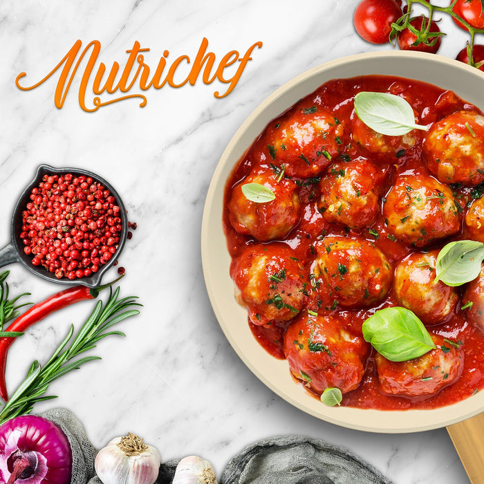 NutriChef 10 Inch Ceramic Coated Frying Pan - Non Stick Skillets with Titanium Handle, Durable Ceramic Omelette Pan, Easy to Clean, PFOA Free