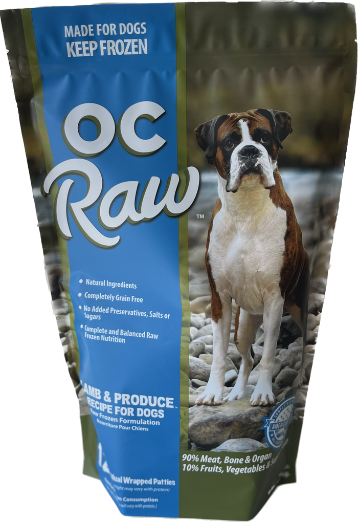 OC Raw Patties Frozen Dog Food Lamb & Produce