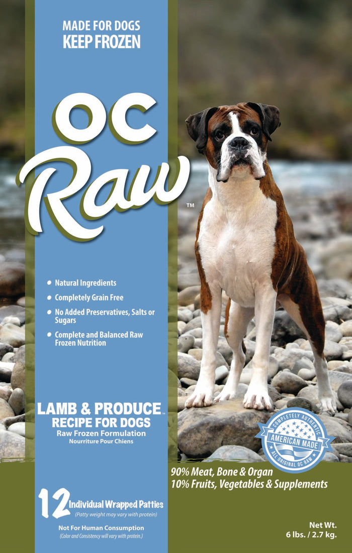 OC Raw Patties Frozen Dog Food Lamb & Produce