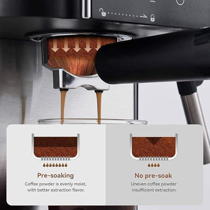 Olayks Espresso Machine 20 Bar, Professtional Espresso Coffee Maker with Milk Frother Steam Wand for Latte, Cappuccino, Espresso Maker with 1.8L Removable Water Tank, Gift for Dad or Mom