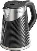 OLEGA Electric Kettle - 1500W Electric Tea Kettle 1.8L Stainless Steel Inner Electric Kettles for Boiling Water Auto Shut Off Boil-Dry Protection Electric Water Kettle for Coffee Tea (Black + Silver)