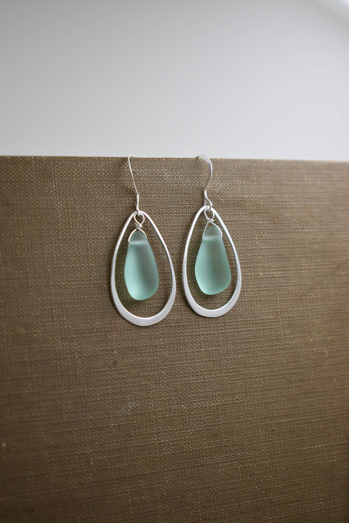 Stylish Organic Eco glass earrings PERIWINKLE, perfect for casual or formal outfits, highlighting eco-friendly materials.