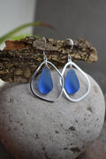Organic Eco Glass Earrings in Periwinkle showcasing recycled glass craftsmanship and .925 silver hooks.