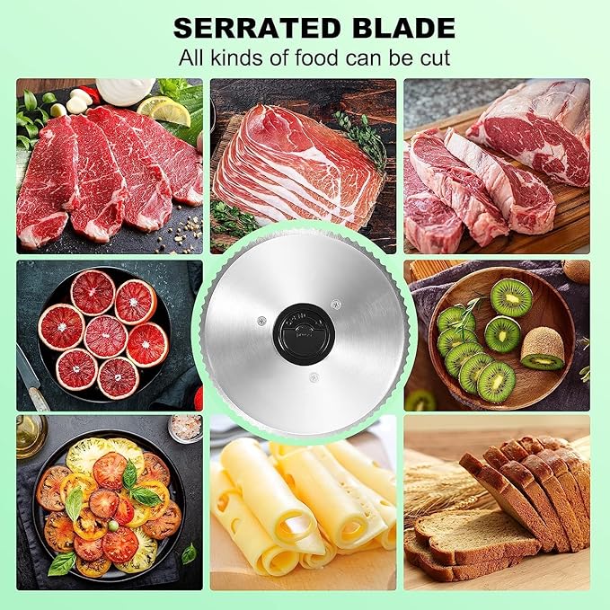 OSTBA Electric Meat Slicer with 6.7” Stainless Steel Blades, 150W