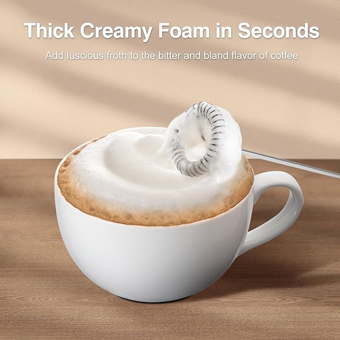 Ovetedot Milk Frother Handheld Rechargeable, Frother Wand with Storage Cover, Drink Mixer and Foamer for Coffee, Electric Whisk for Latte, Cappuccino, Matcha, Hot Chocolate, Protein Powder