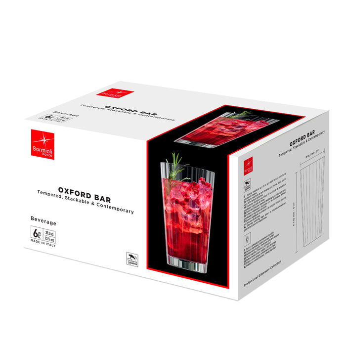 Oxford Bicchiere Beverage 39,5 cl Set 6 Pz Impilabile In Vetro Temperato