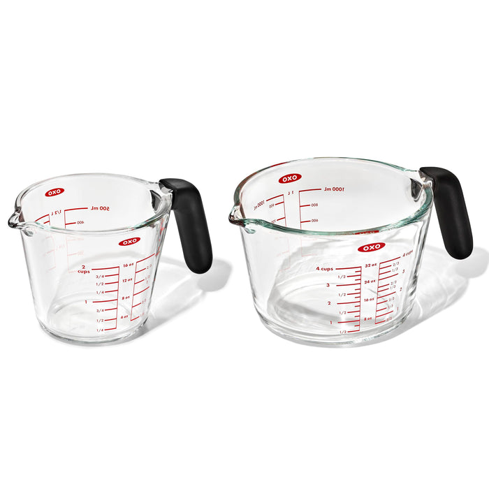 OXO Good Grips Glass Measuring Cup Set, 2 Cup & 4 Cup with Non-Slip Handle