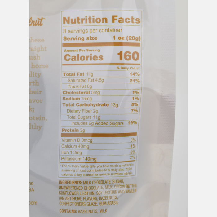 Pacific Hazelnut Farms Milk Chocolate Hazelnuts Ingredients