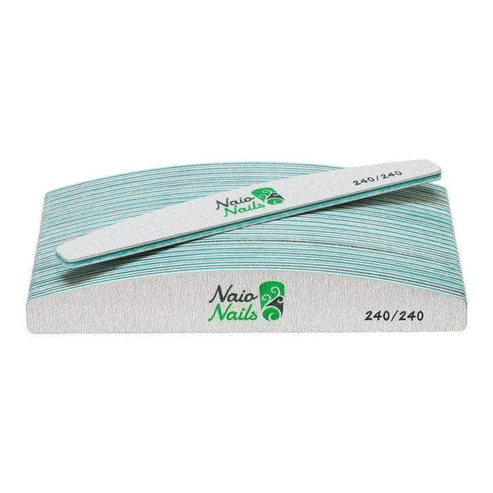 Pack of 25 - Zebra Grey Half Moon 240/240 Grit Nail Files   Naio Nails