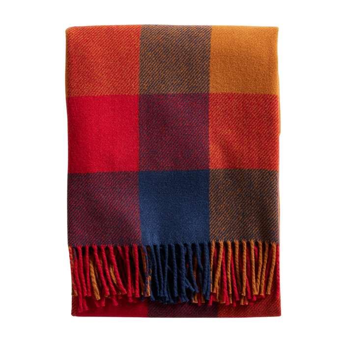 Pendleton Eco-Wise Copper/Red Fringe Washable Wool Blanket, Throw