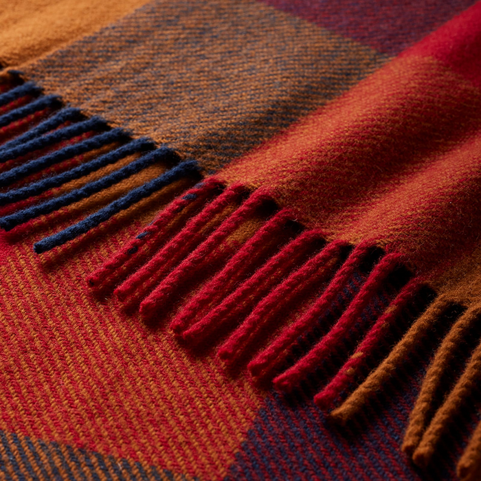 Pendleton Eco-Wise Copper/Red Fringe Washable Wool Blanket, Throw