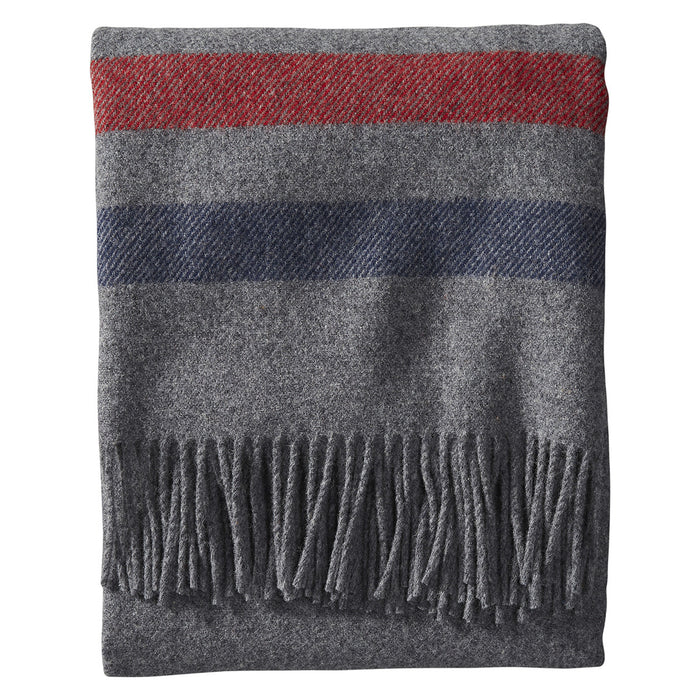 Pendleton Eco-Wise Grey Striped Throw Folded