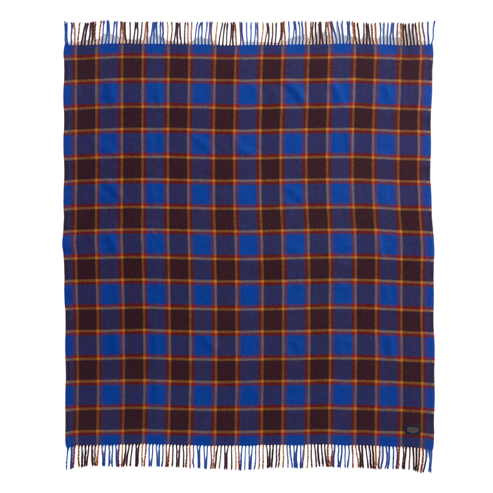 Pendleton Eco-Wise Maroon/Blue Check Washable Wool Blanket, Throw