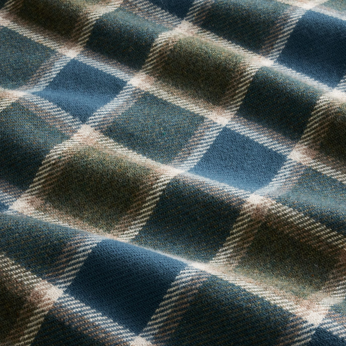 Pendleton Eco-Wise Olive/Sea Blue Check Washable Wool Blanket, Throw