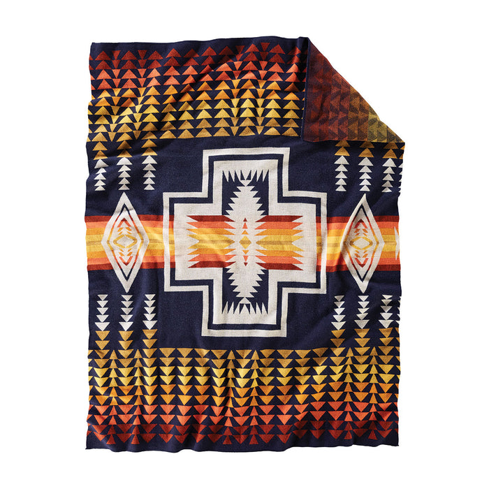 Pendleton Knit Harding Navy Jacquard Blanket Throw Front