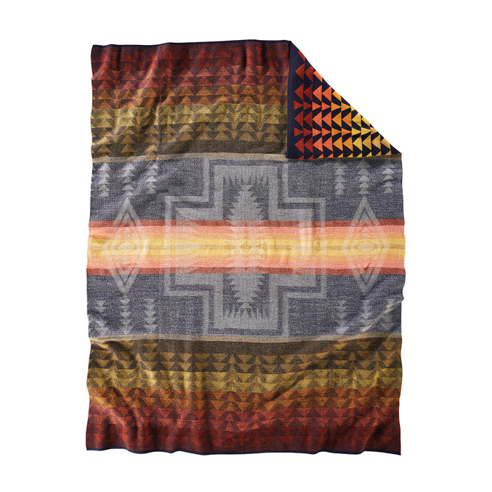Pendleton Knit Harding Navy Jacquard Blanket Throw Back