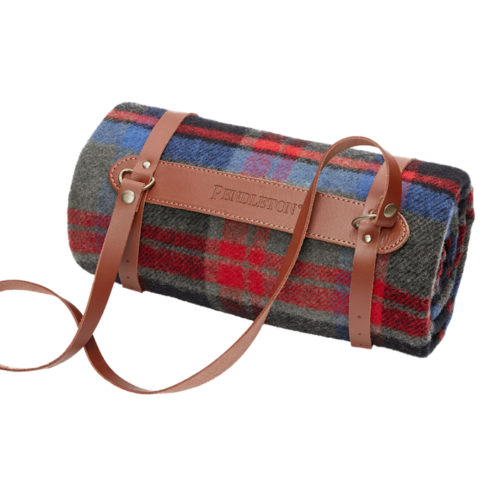 Pendleton Motor Robe Brookings Plaid Throw with Leather Carrier
