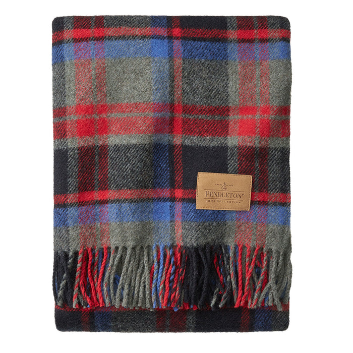 Pendleton Brookings Plaid Motor Robe with Leather Carrier Folded