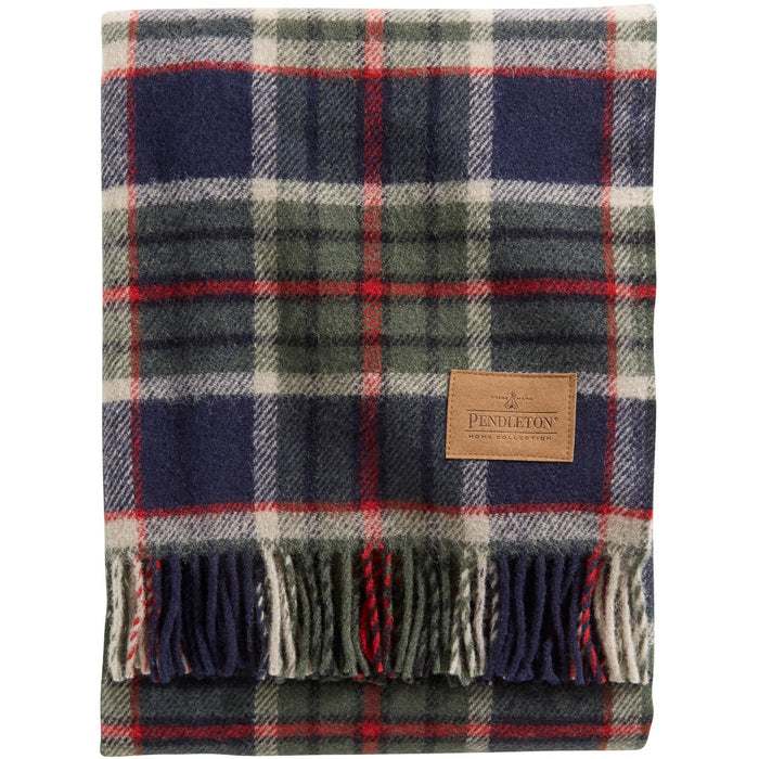 Pendleton Motor Robe Tabor Plaid Throw with Leather Carrier Folded