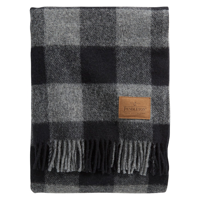 Pendleton Rob Roy Charcoal Wool Motor Robe Throw Folded