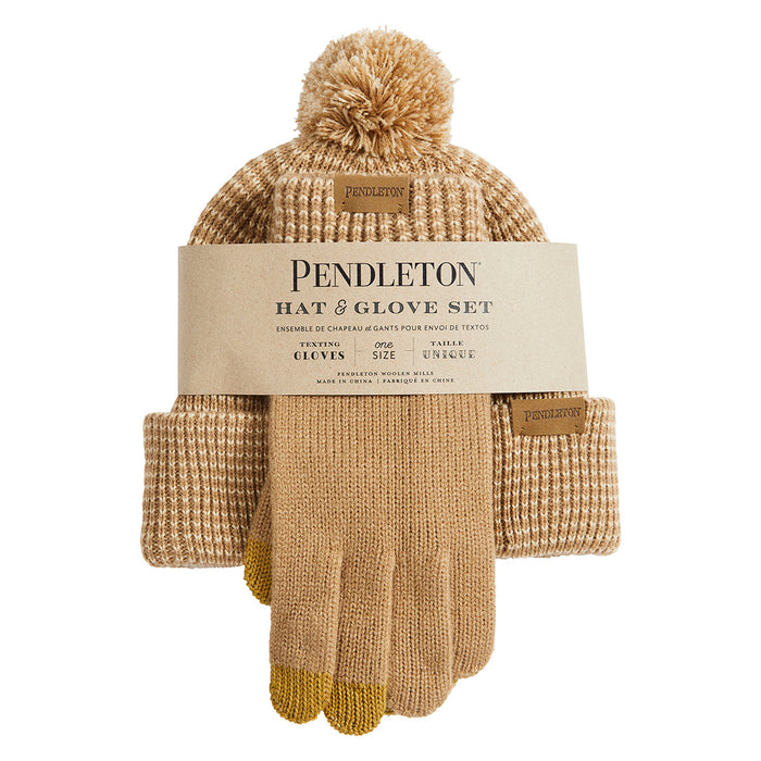 Pendleton Tan Knit Beanie and Glove Set in Packaging