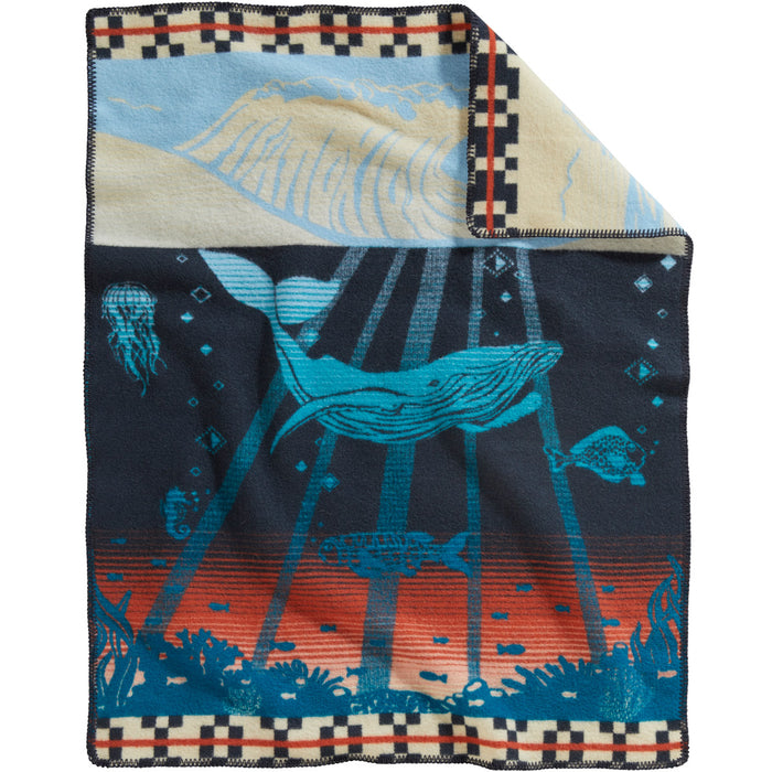 Pendleton Tide School Whale Muchacho Wool Baby Blanket Back
