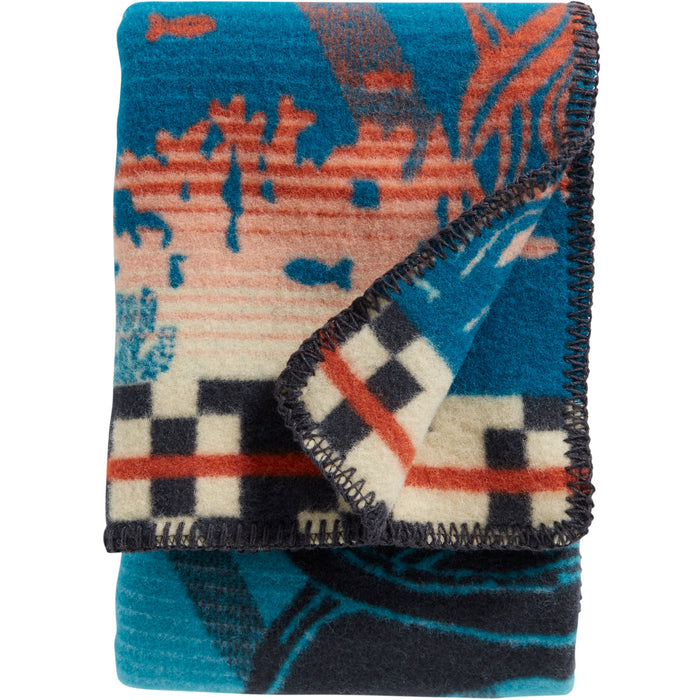Pendleton Tide School Whale Muchacho Wool Baby Blanket Folded