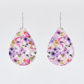 Pink and Purple Flowers Teardrop Acrylic Earrings