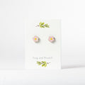 Pink Daisy Wood Stud Earrings