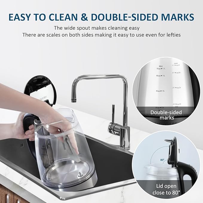 Plaman Cool Touch Electric Kettle with 6 Temp Presets for Tea/Coffee