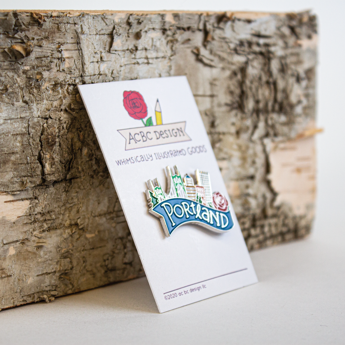 Portland Skyline Pin Side