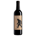 A bottle of Portlandia Cabernet Big Believer wine with a label featuring a silhouette of a Sasquatch.