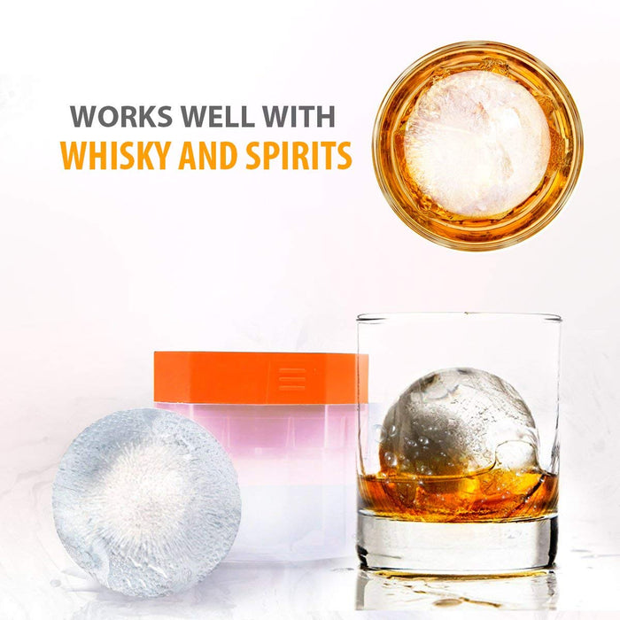 PREMIUM Ice Ball Molds, Round 2.5 Inch Ice Spheres. Stackable Slow Melting Round Ice Cube Maker for Whiskey and Bourbon (6, Multi)