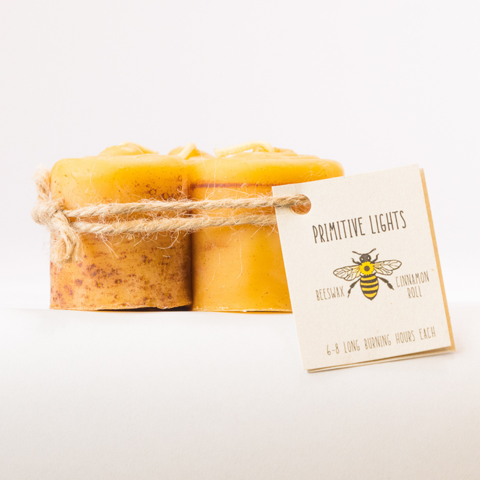 Primitive Lights Rolled Beeswax Votive Candle, Set of 3