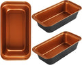 Proigtz 9x4 Inch Loaf Pan 3 Pack, Carbon Steel Nonstick Copper Bread Pan