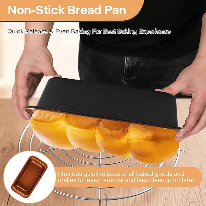 Proigtz 9x4 Inch Loaf Pan 3 Pack, Carbon Steel Nonstick Copper Bread Pan