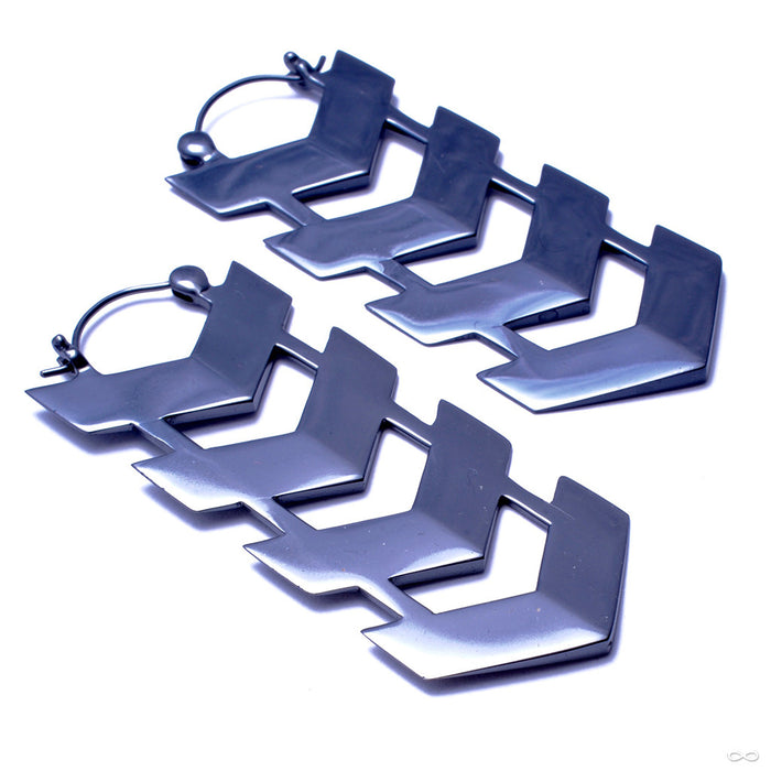 Quad Arrow Earrings from Tawapa in Black-ceramic-coated Brass