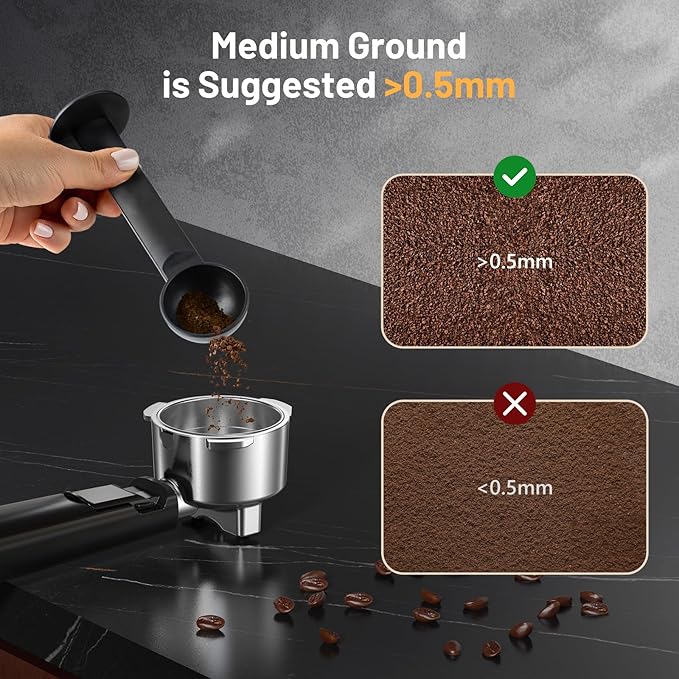 RELEXNOW Espresso Machine, 20 Bar Espresso Maker Milk Frother & LCD Panel, Hot & Iced with Rapid Cold Brew, Stainless Steel Espresso Coffee Machine with 41oz Water Tank for Cappuccino, Latte